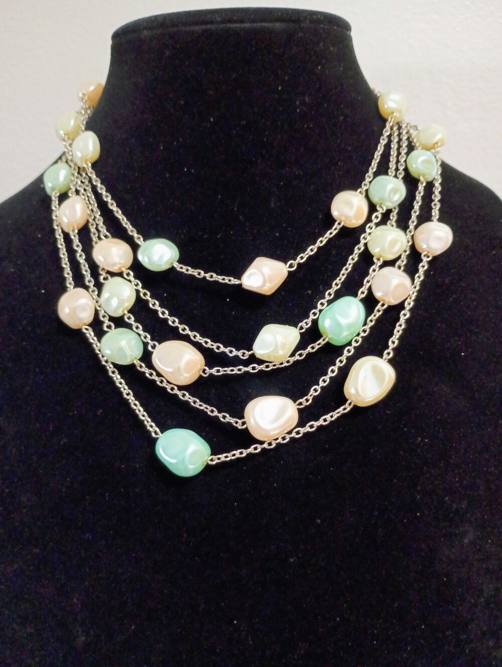 Vintage Baroque Pearl 5 Strand Necklace